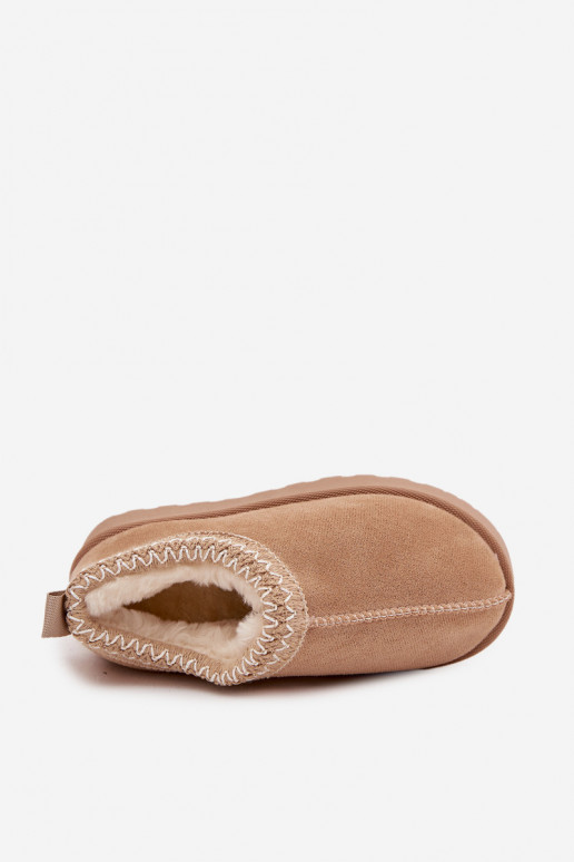 Detské snehové topánky s vyšívaním Prina, pieskové