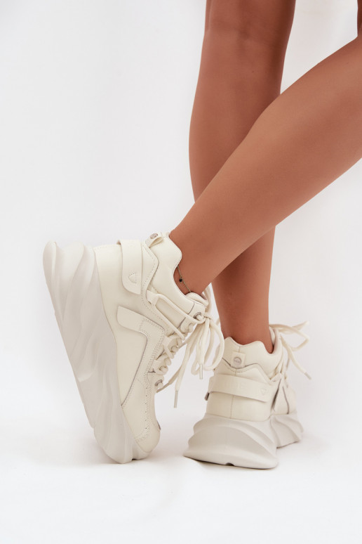 Tenisky model obuvi Dámske pravá koža GOE SS2N4037 Zgaszona Biel