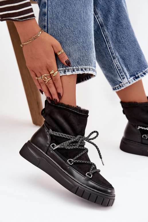 Čierne dámske snehule so štýlovými detailami Isalisse