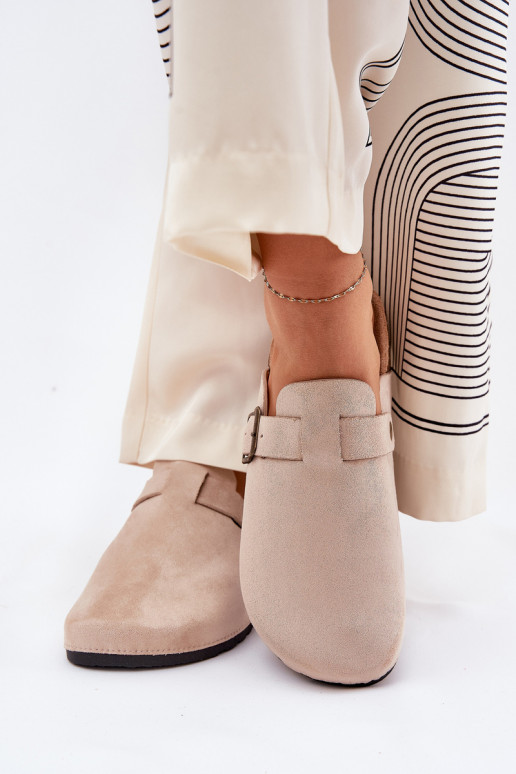 Papuče ChodakI Dámske i s platformou s prackami béžová Selio