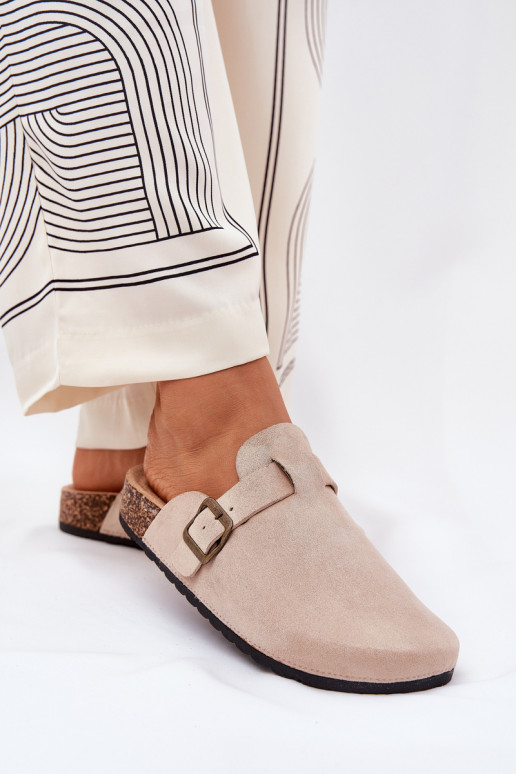 Papuče ChodakI Dámske i s platformou s prackami béžová Selio