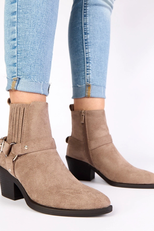 Sivé čižmy na podpätku s...