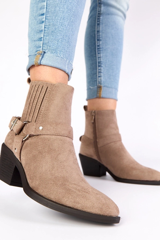 Sivé čižmy na podpätku s...