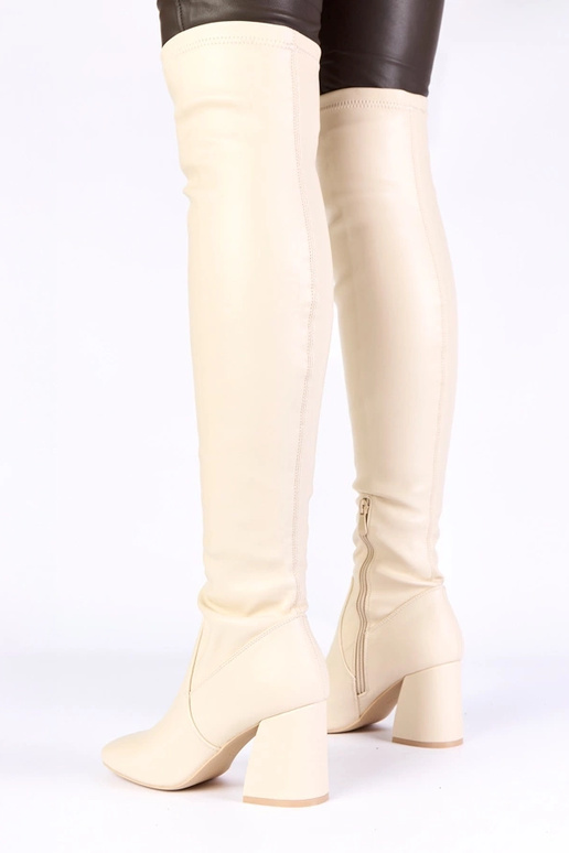 Pieskové dlhé čižmy nad kolená na...