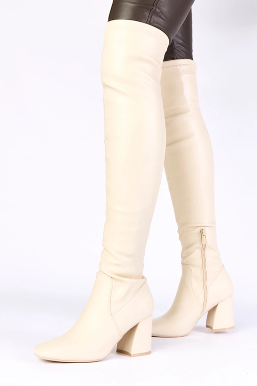 Pieskové dlhé čižmy nad kolená na...