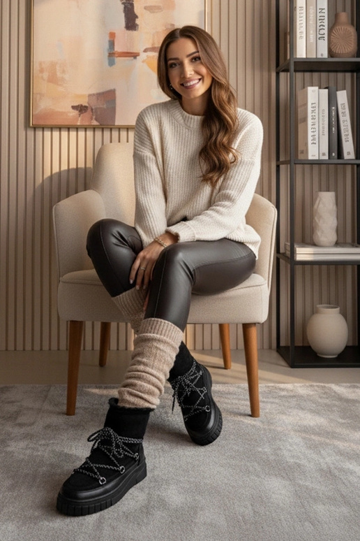 Čierne teplé sťahovacie snehové...