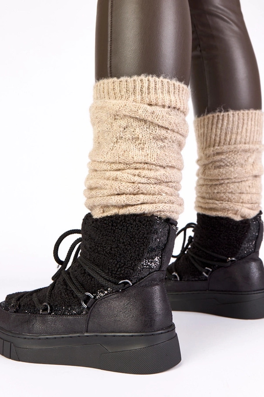 Čierne teplé snehové topánky s...