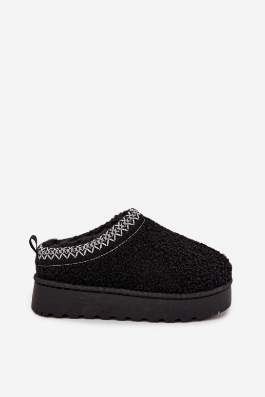 Detské snehové topánky pre mladých s kožušinou typu Baranek čiernej farby Selathiel