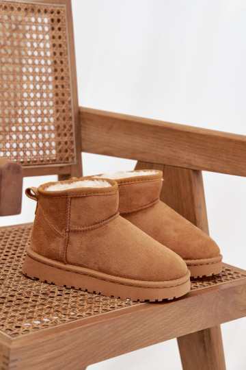 Detské/teenagerské snehové topánky, zateplené kožušinou, Mireya, hnedé 2