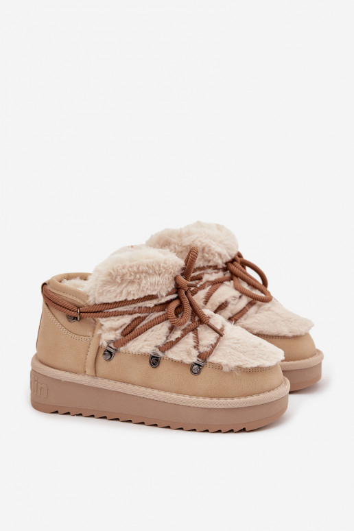 Pieskové detské snehové topánky s kožušinou D.Franklin DFSH370011