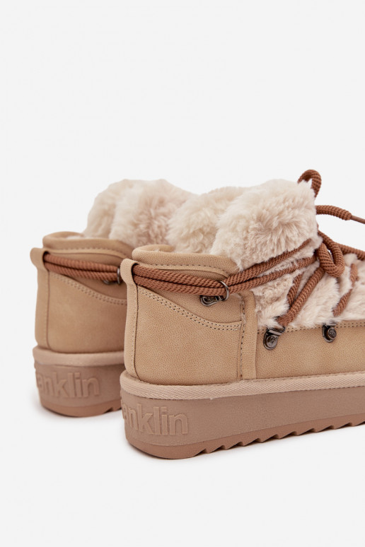 Pieskové detské snehové topánky s kožušinou D.Franklin DFSH370011