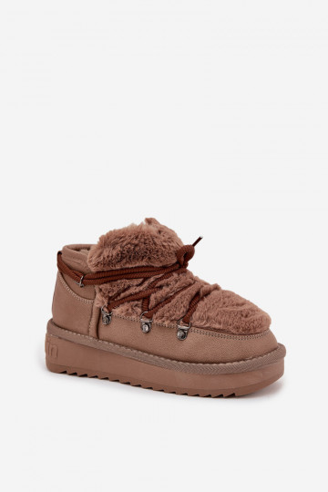 Hnedé detské snehové topánky s kožušinou D.Franklin DFSH370011