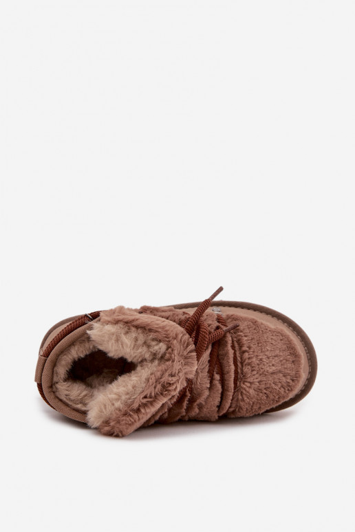 Hnedé detské snehové topánky s kožušinou D.Franklin DFSH370011