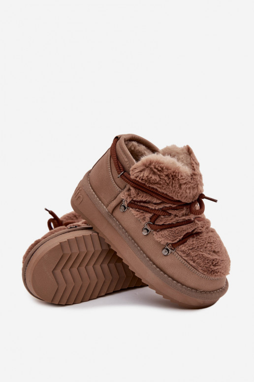 Hnedé detské snehové topánky s kožušinou D.Franklin DFSH370011