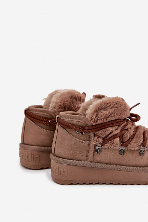 Hnedé detské snehové topánky s kožušinou D.Franklin DFSH370011