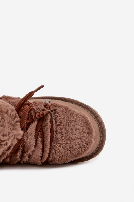 Hnedé detské snehové topánky s kožušinou D.Franklin DFSH370011