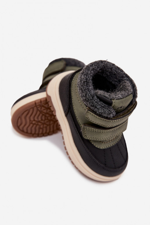 Detské snežné topánky v zelenej-čiernej farbe so suchým zipsom Darlene