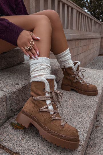 Dámske zateplené snehule, hnedé, Irmara