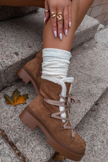 Dámske zateplené snehule, hnedé, Irmara 2