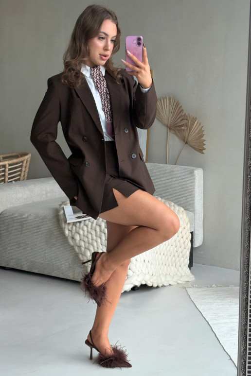 Vysoké podpätky s pierkami a otvorenou pätou čokoládovej farby Belice