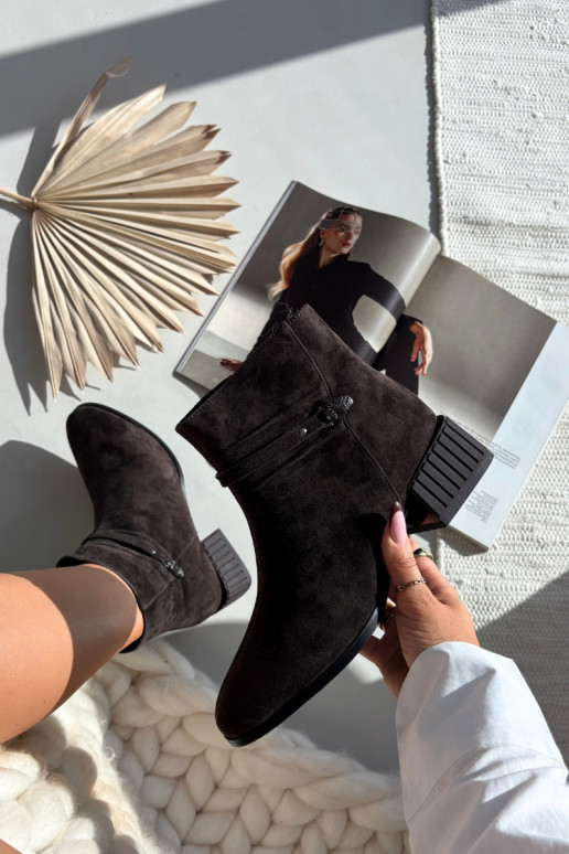 Dámske teplé čižmy z umelej semišovej kože Klocke D&A CR52-651 čokoládová