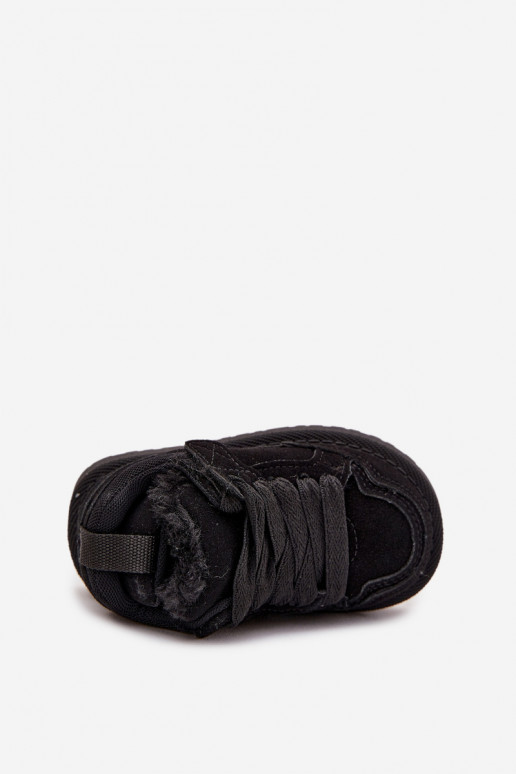 Čierne teplé detské tenisky s kožušinou vo vnútri Mireen