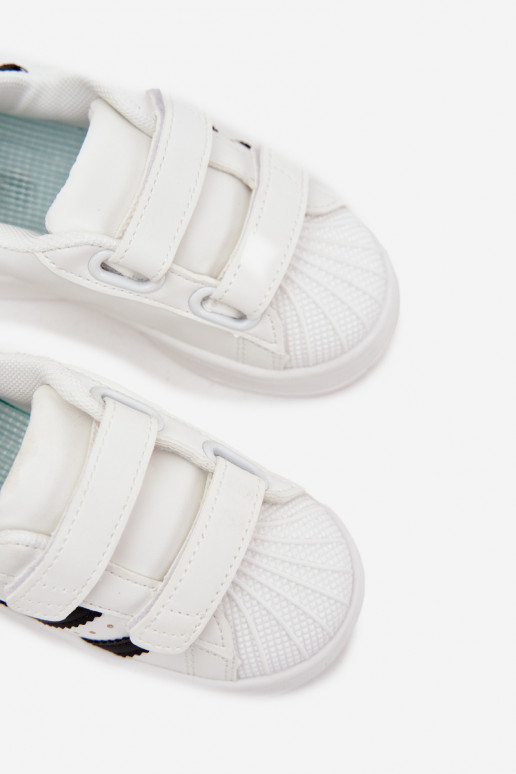 Detské športové topánky model Sneakers z umelej kože, bielej farby, Renel