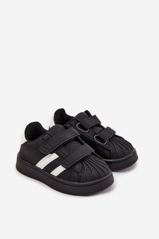 Detské športové topánky model Sneakers z umelej kože, čiernej farby, Renel