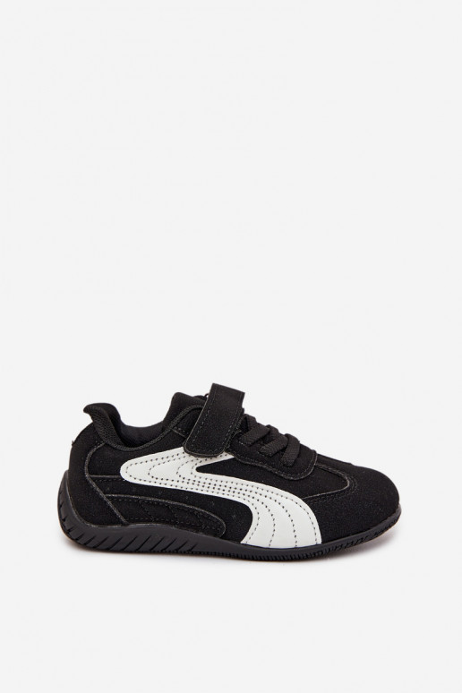 Detské športové tenisky so suchým zipsom čiernej a bielej farby Perrin