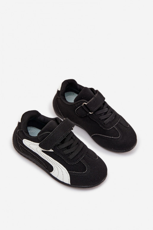 Detské športové tenisky so suchým zipsom čiernej a bielej farby Perrin