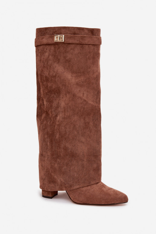 čižmy z eko semišuoIne Obcas Słupek Zapnuté Hrad zahriať sa INyIninięta CholeInka béžová Evyra