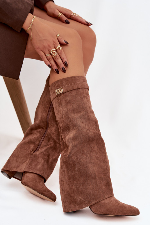 čižmy z eko semišuoIne Obcas Słupek Zapnuté Hrad zahriať sa INyIninięta CholeInka béžová Evyra