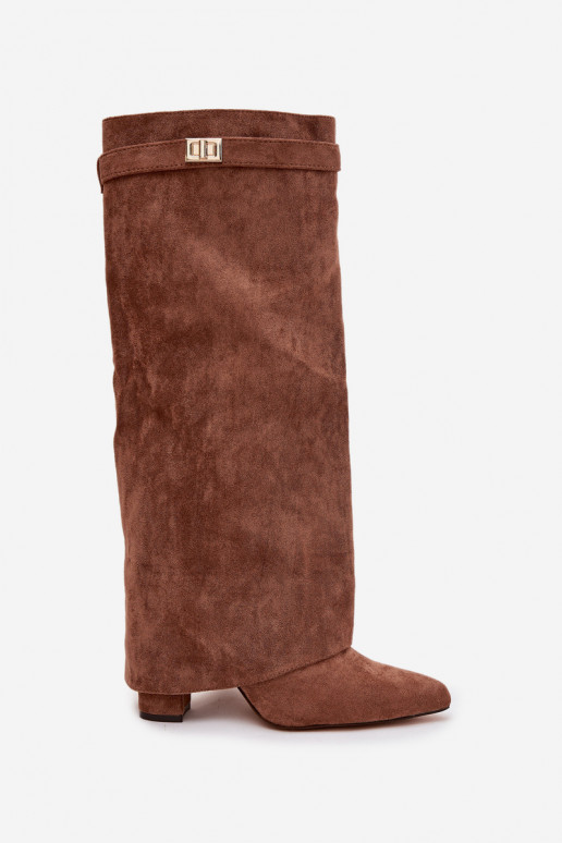 čižmy z eko semišuoIne Obcas Słupek Zapnuté Hrad zahriať sa INyIninięta CholeInka béžová Evyra