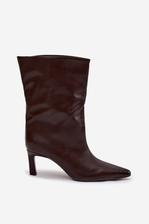 Trvalý model Dámske čižmy s tenkými podpätkami z eko kože CzekoladoIne Norell