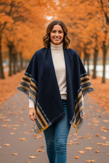 Tmavomodrý šál s ozdobou Rio