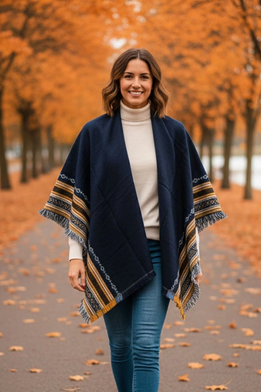 Tmavomodrý šál s ozdobou Rio