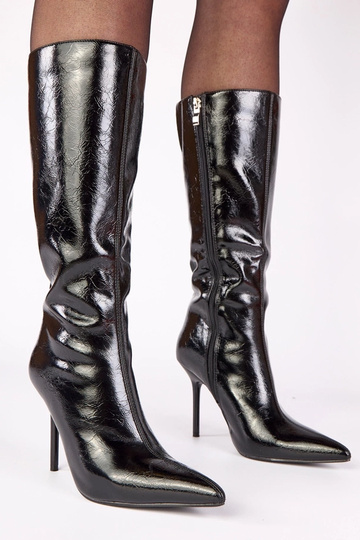 Čierne lakované čižmy na... 2