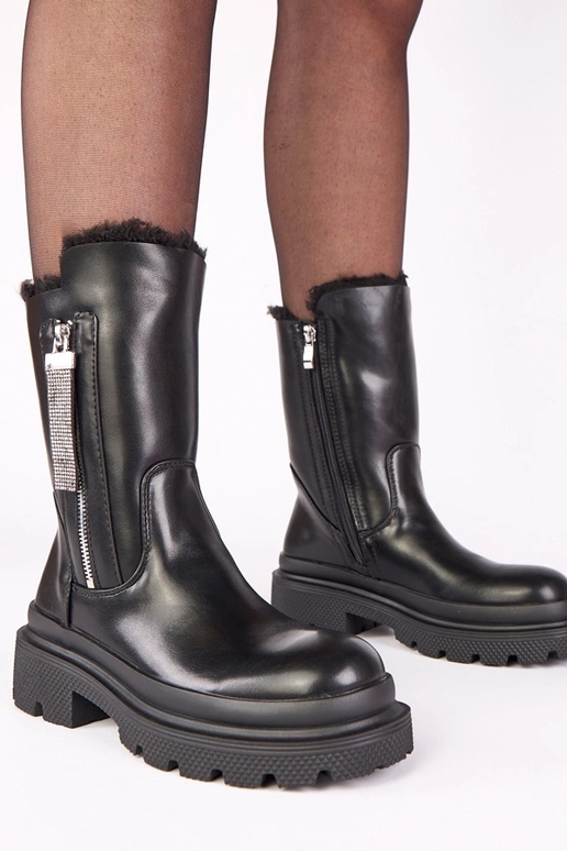 Čierne čižmičky na platforme s...