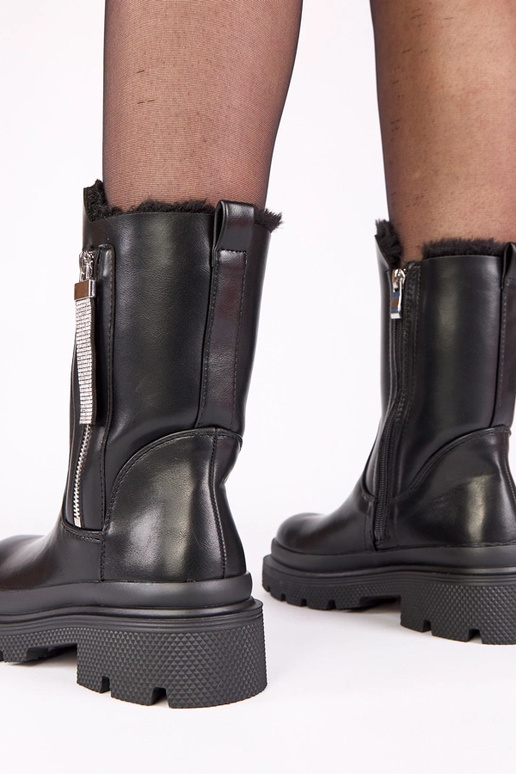 Čierne čižmičky na platforme s...