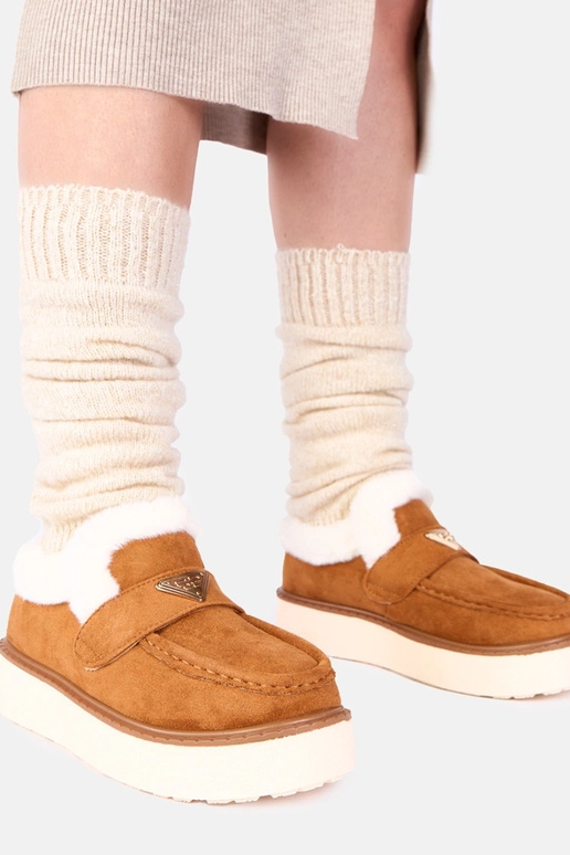 Hnedé mokasíny teplé s kožušinou Loafy