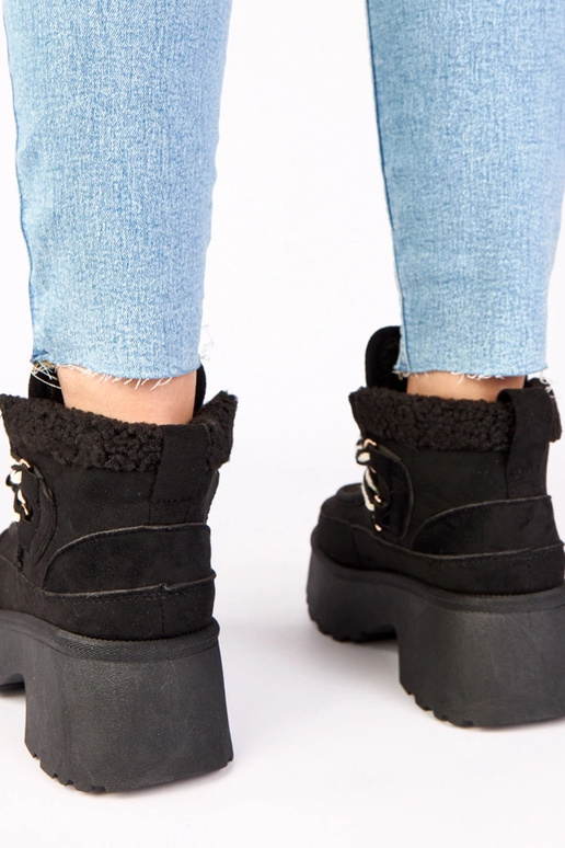 Čierne snehové čižmy s kožušinou na...