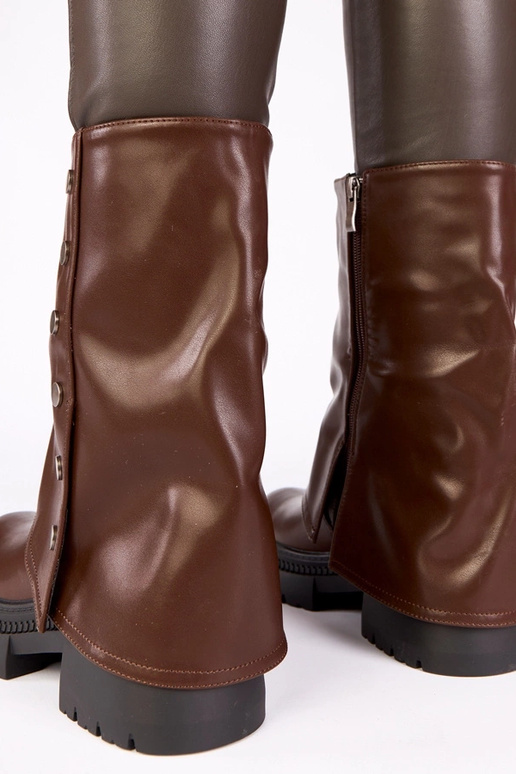 Čokoládové čižmy s ohnutým vrchom na...