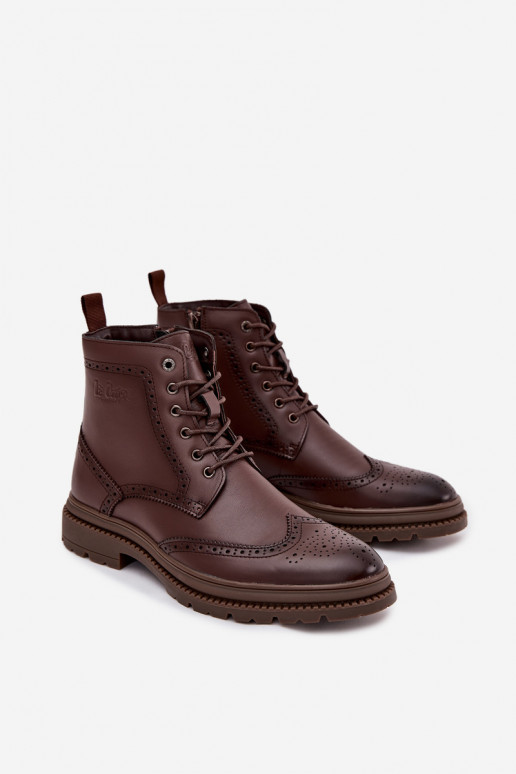 Kožené Čižmy pánske Lee Cooper LCJ-25-33-3960 Hnedá farba