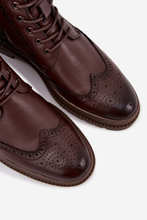 Kožené Čižmy pánske Lee Cooper LCJ-25-33-3960 Hnedá farba