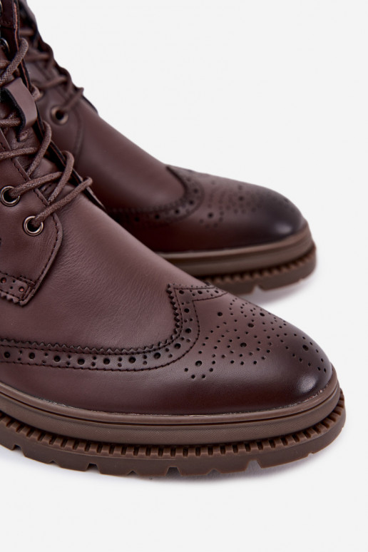 Kožené Čižmy pánske Lee Cooper LCJ-25-33-3960 Hnedá farba