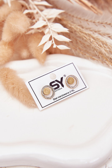 so štýlovými detailmii z nerezovej ocele Kółka s trblietavými otvormi zlatej farby 2