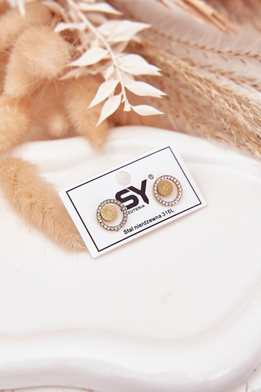 so štýlovými detailmii z nerezovej ocele Kółka s trblietavými otvormi zlatej farby