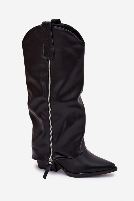 čižmy kovbojský štýl s podpätkami z eko kože čierna Palira
