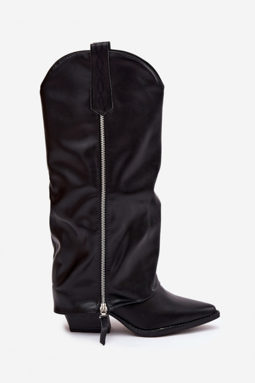 čižmy kovbojský štýl s podpätkami z eko kože čierna Palira