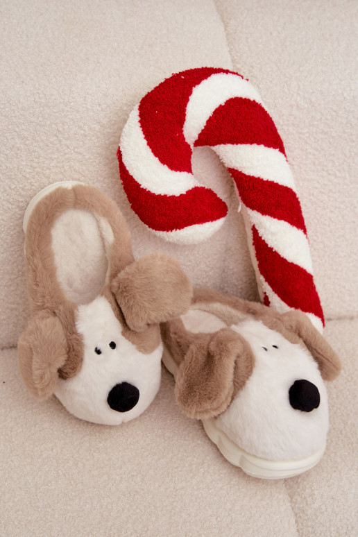 s kožušinou Papuče Dámske Šteniatka béžová Faylen